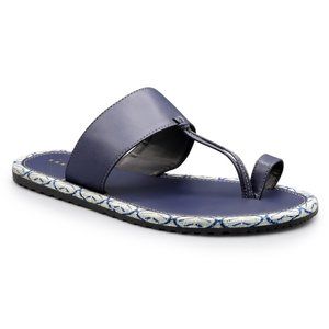 Blue Dabu Print Kolhapuri Chappals